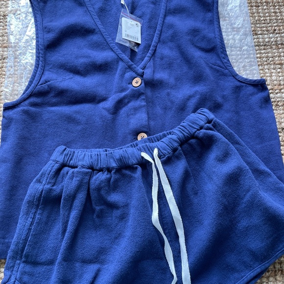 NEW Free People So Fresh Vest Set In Navy Blue - Picture 10 of 14